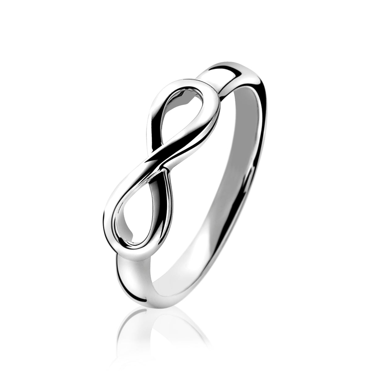 Ring aus Silber mit unendlichem Symbol in geschwungener Form