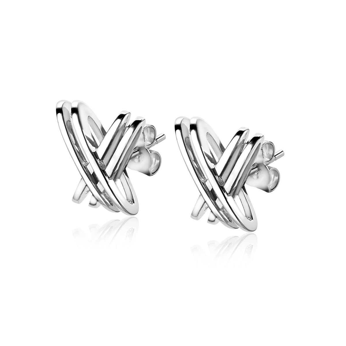 Ohrringe aus Silber mit geschwungenem Design und glänzender Oberfläche