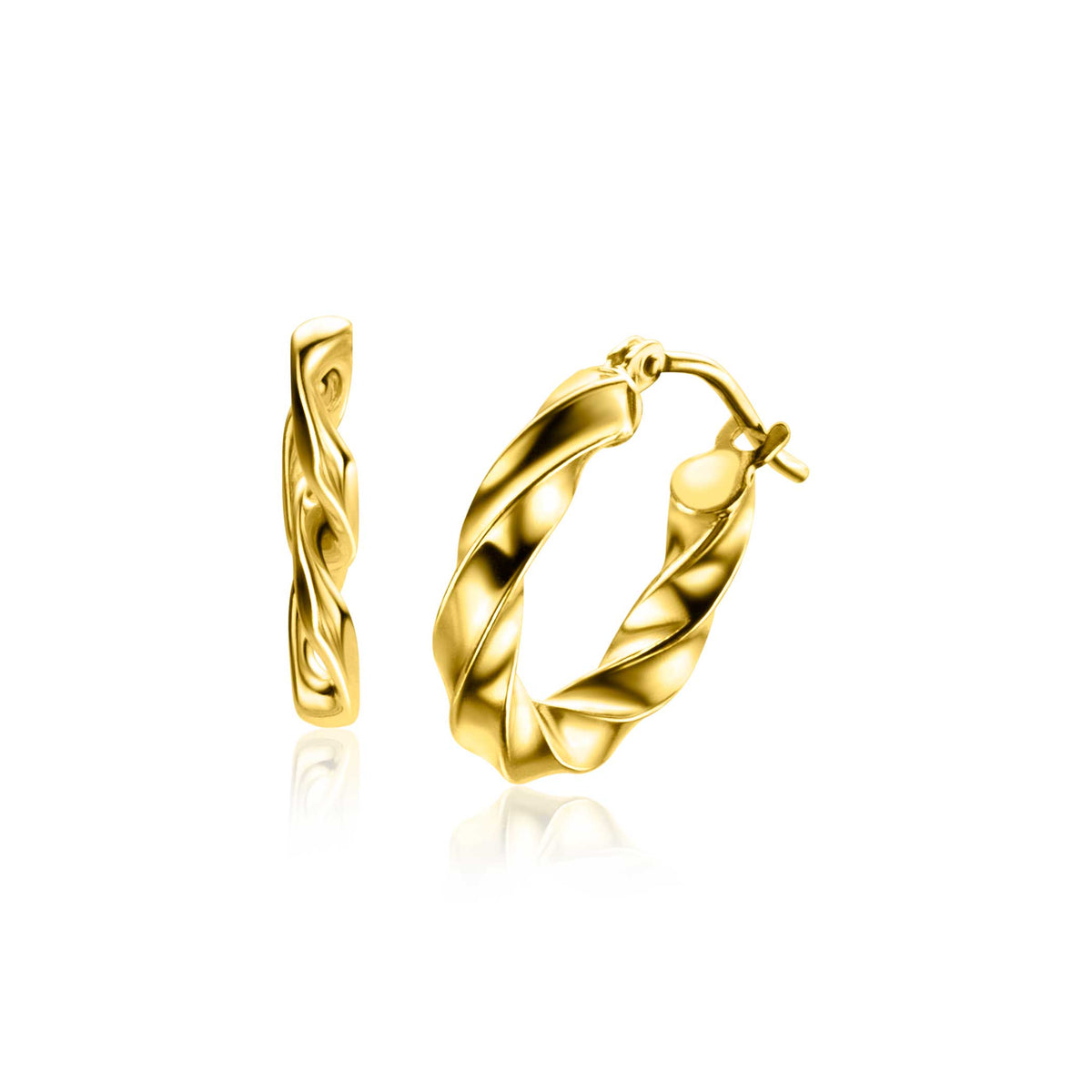 Ohrringe aus goldfarbenem Metall mit gedrehtem Design und Klappverschluss