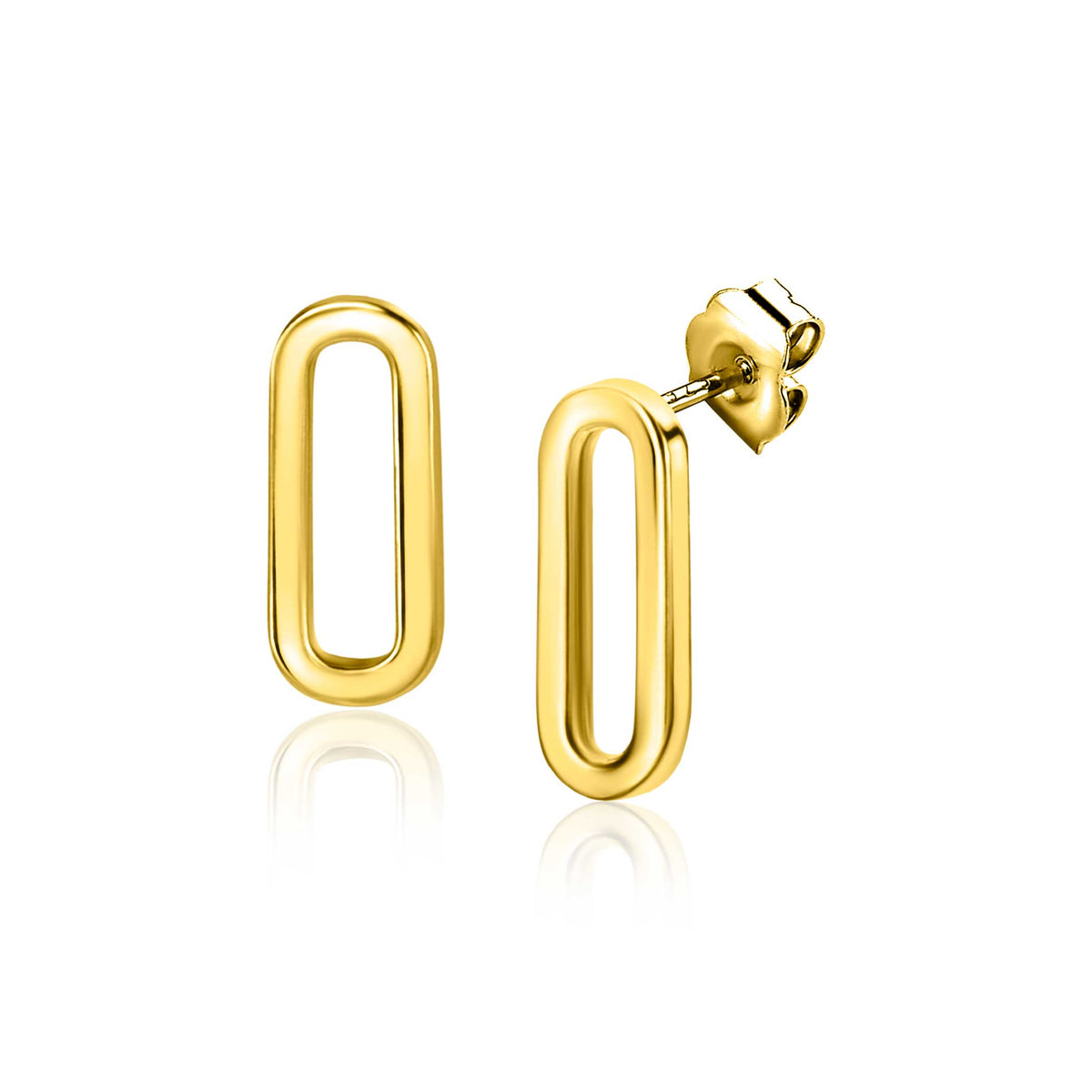 Ohrringe aus Gold in ovaler Form mit offener Mitte und glänzender Oberfläche