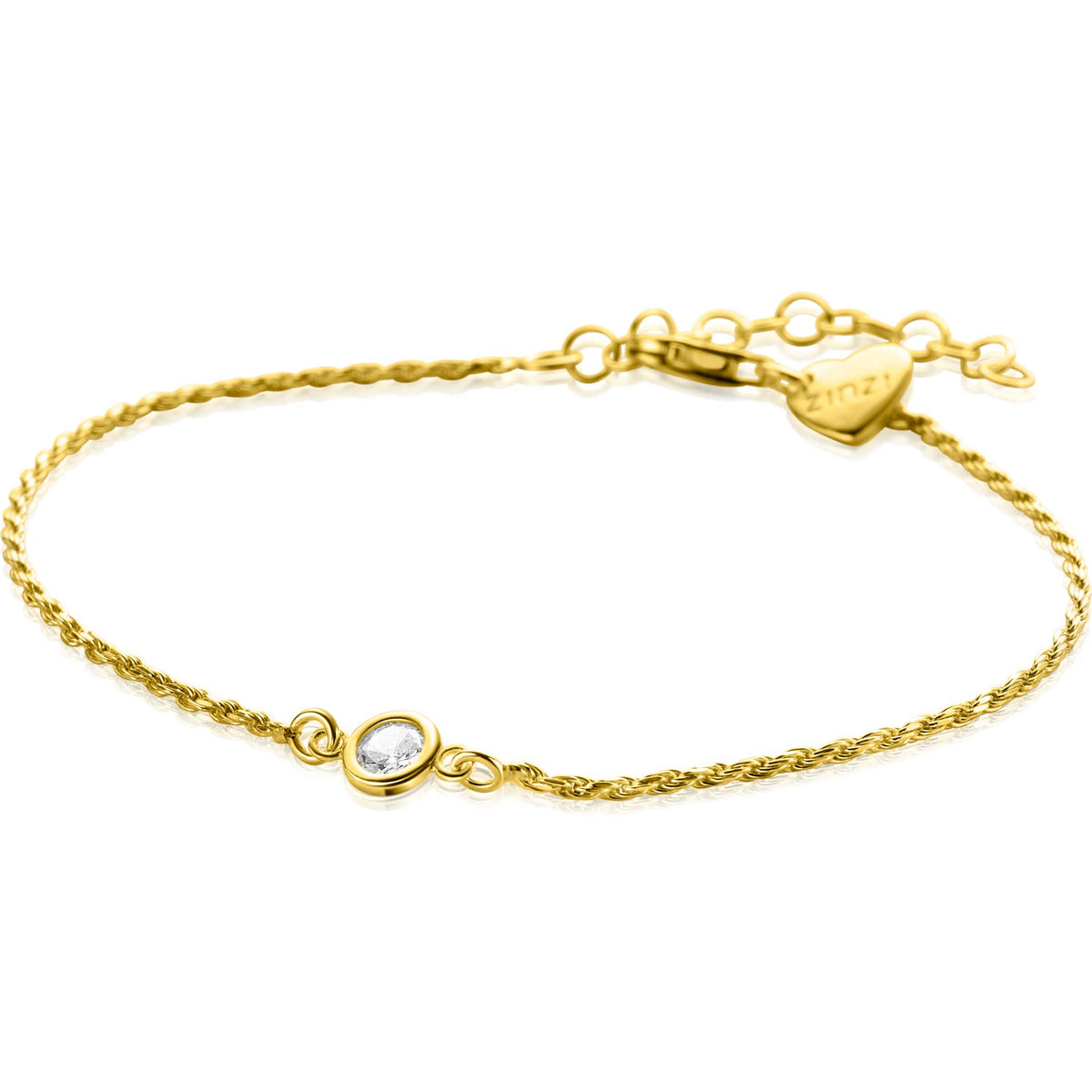 Armband aus vergoldetem Material mit einem kleinen, runden Edelstein und feinem, gedrehtem Design