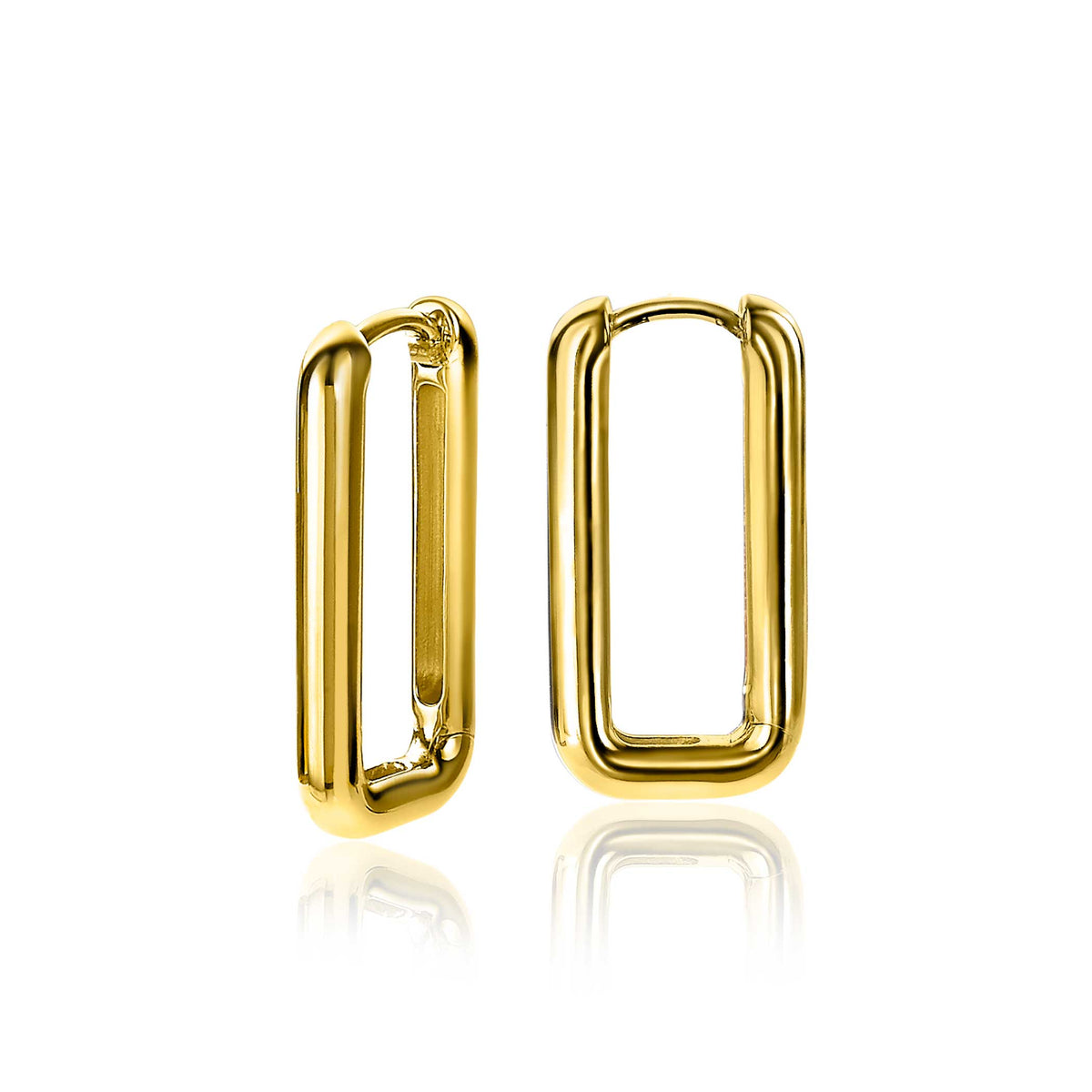 Goldplated Klapp-Ohrringe in rechteckiger Form mit glänzender Oberfläche