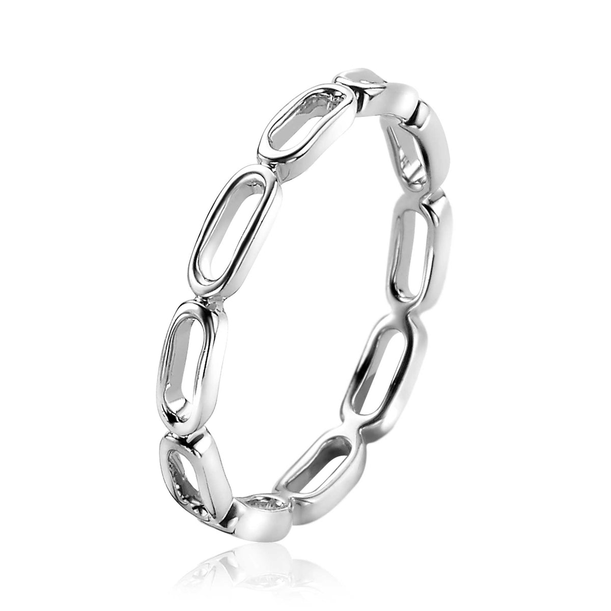 Ring aus Silber mit ovalen Gliedern in einer modernen Kettenform