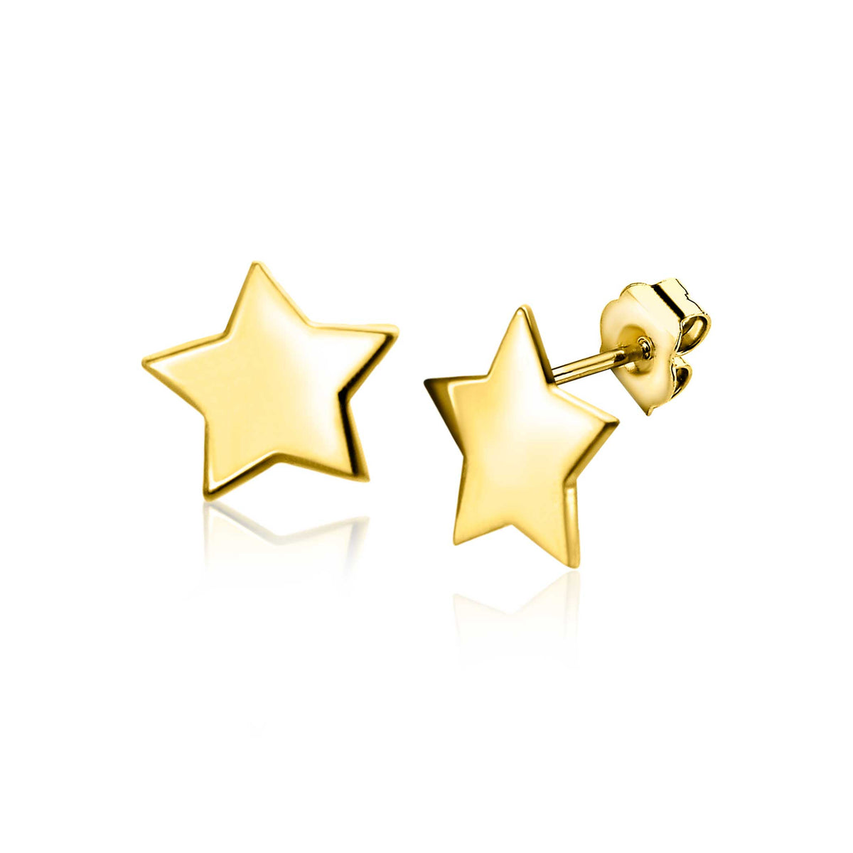 Ohrringe in Form eines Sterns aus goldfarbenem Metall mit glänzender Oberfläche