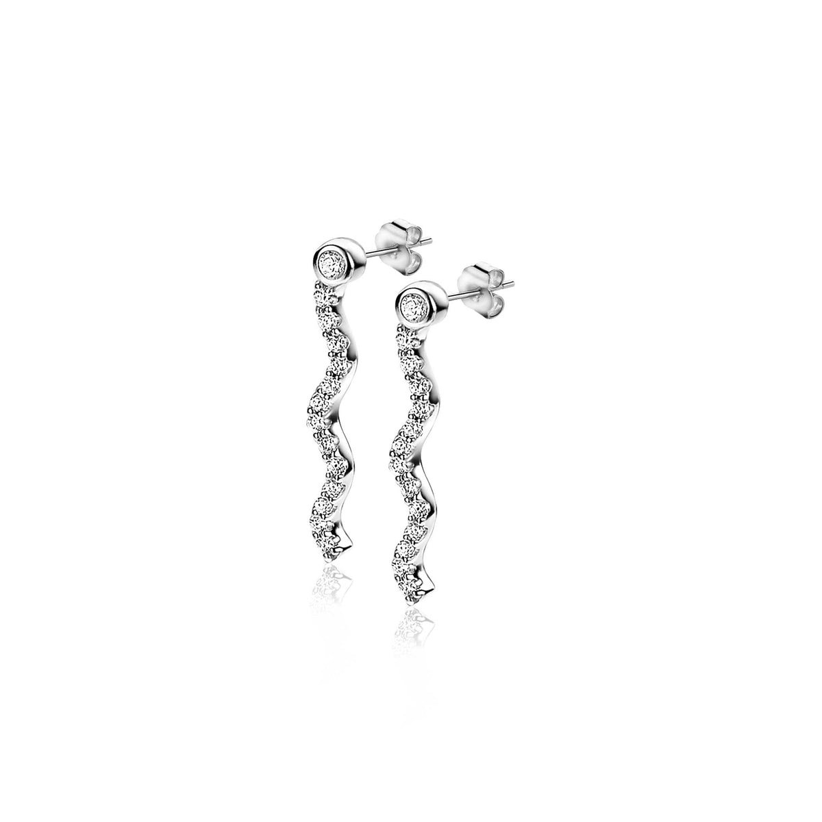 Ohrstecker aus Silber mit gewundenem Design und funkelnden Zirkonia-Steinen