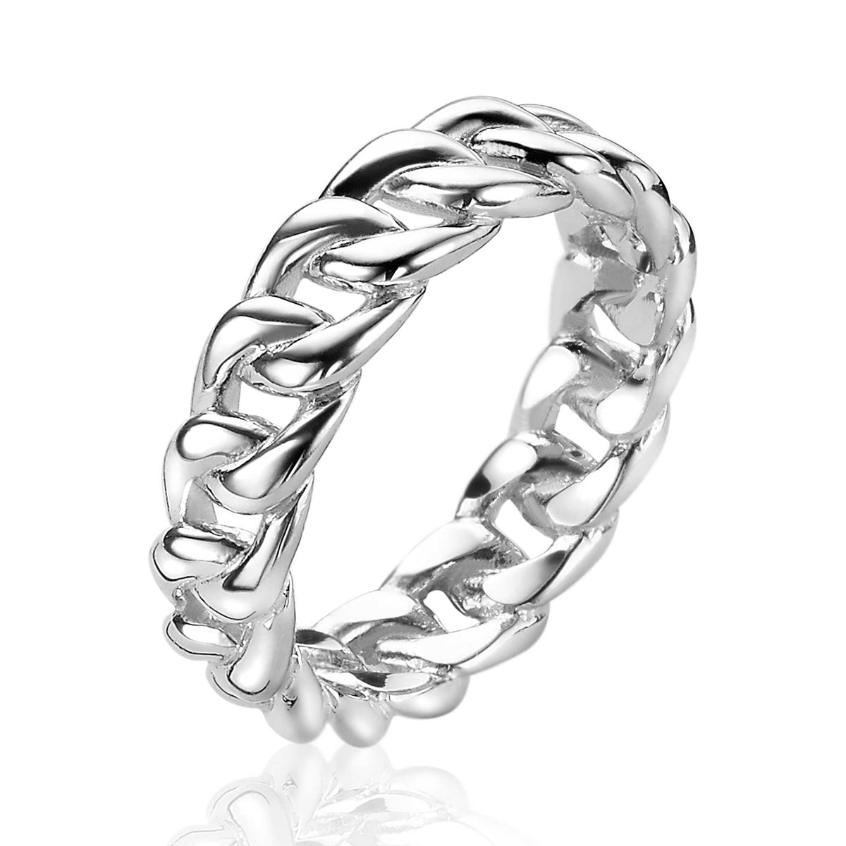 Ring aus Silber mit geflochtenem Design und glänzender Oberfläche