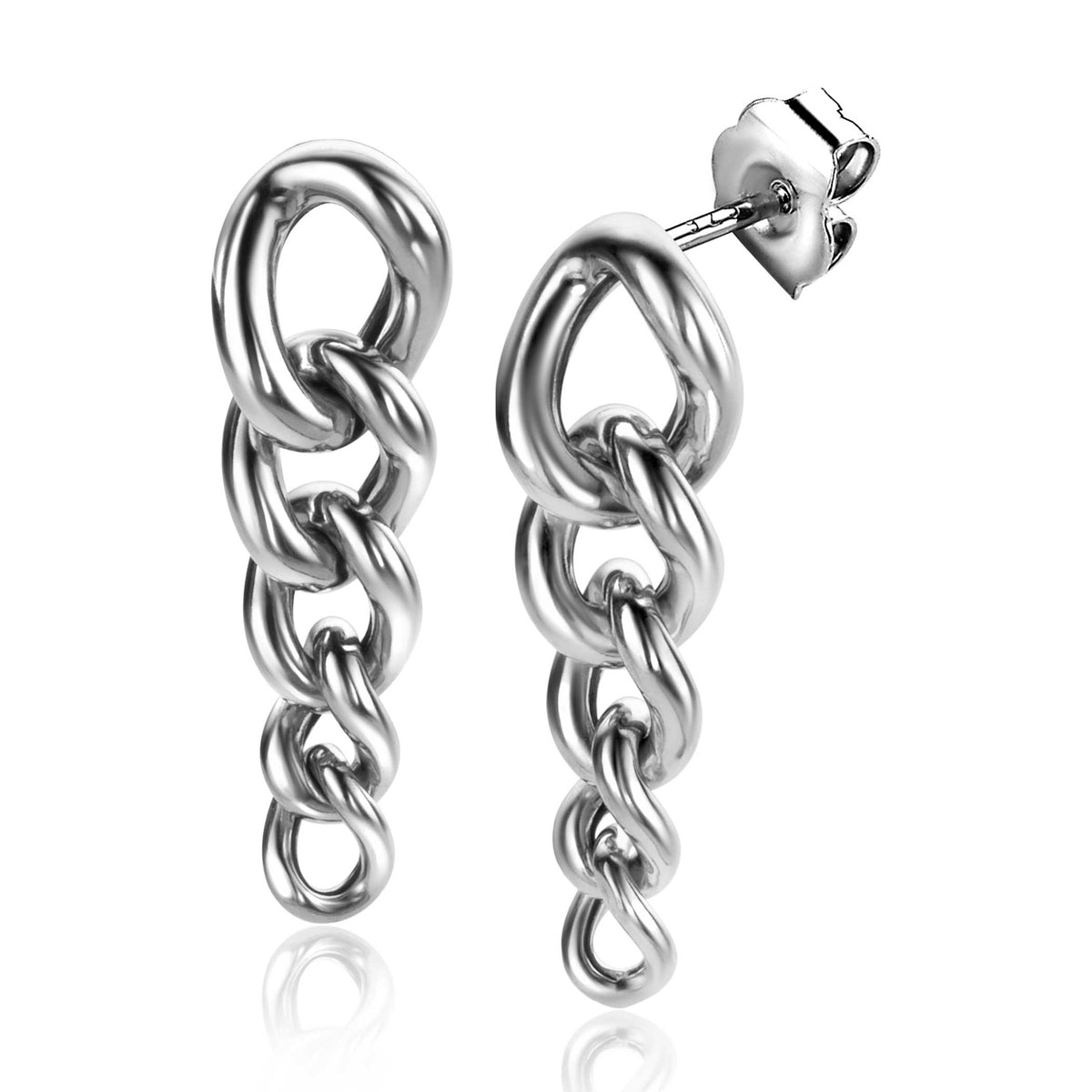 Ohrringe aus Silber mit einer Ketten-Design und verschiedenen ovalen Gliedern