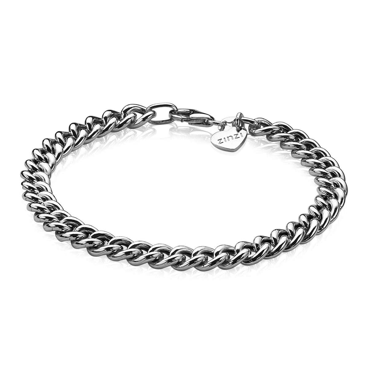 Armband aus Silber mit doppeltem Gliederdesign und Herzanhänger