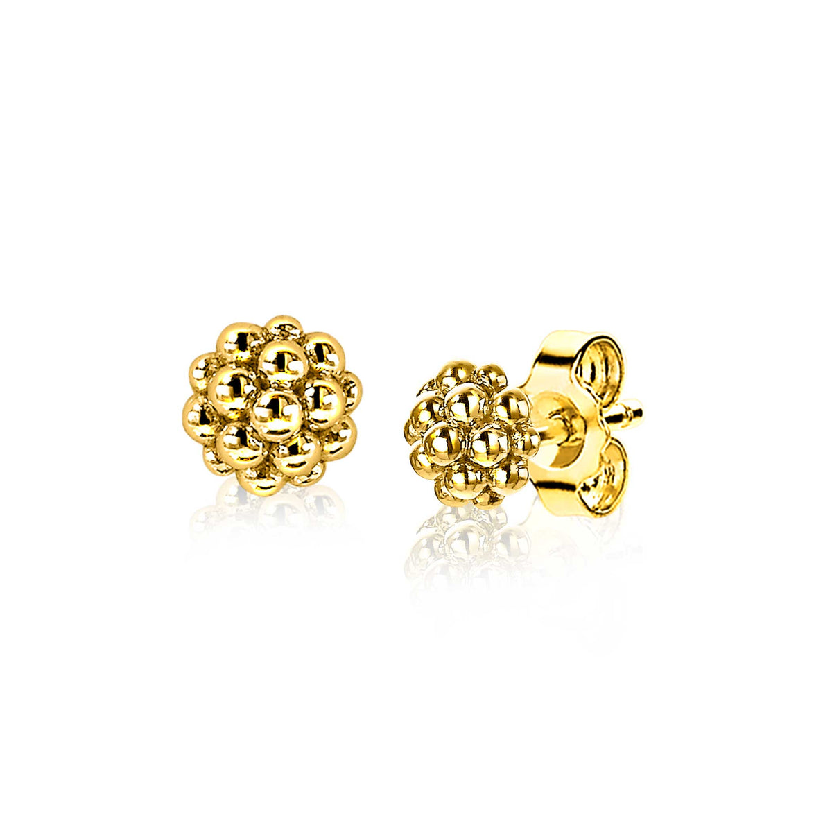 Ohrringe aus vergoldetem Metall mit kugelförmigem Design und glänzender Oberfläche