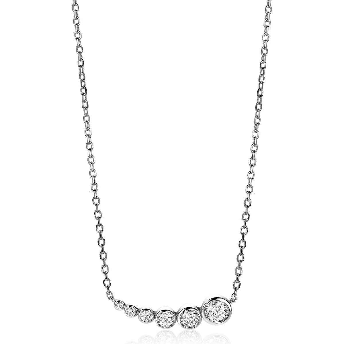 Kette aus Silber mit fünf klaren Zirkonia-Steinen in unterschiedlicher Größe