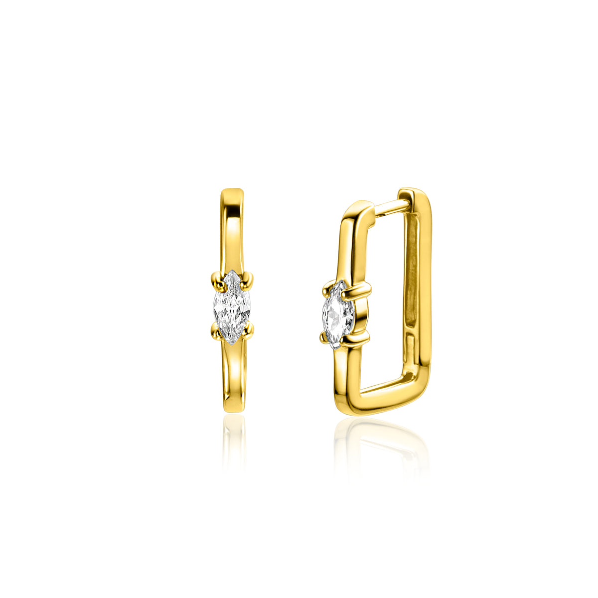 Goldplattierte Ohrringe mit ovalem Edelstein und rechteckigem Design