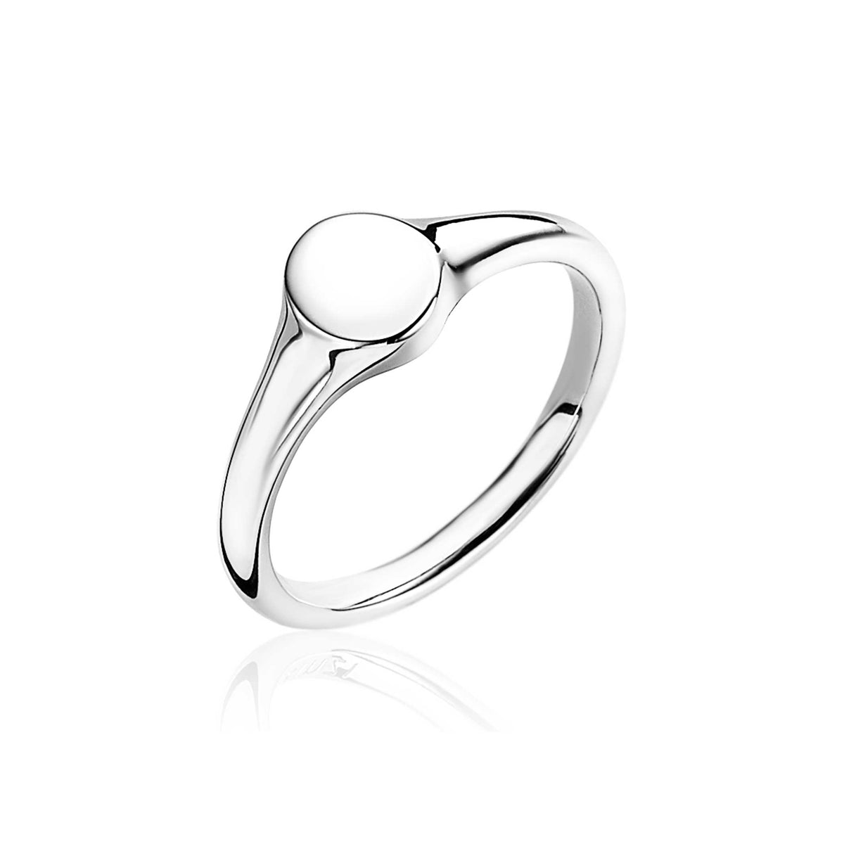 Ring aus Silber mit runder, glatter Oberfläche und schmalem Band
