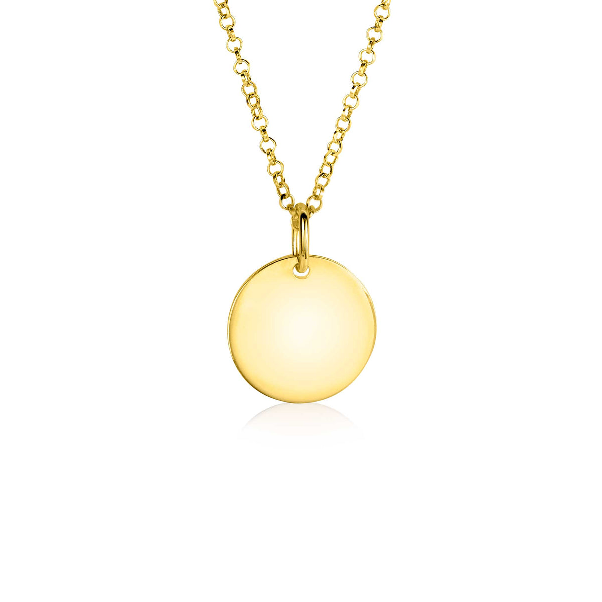 Halskette mit goldplattiertem Anhänger in runder Form und glatter Oberfläche