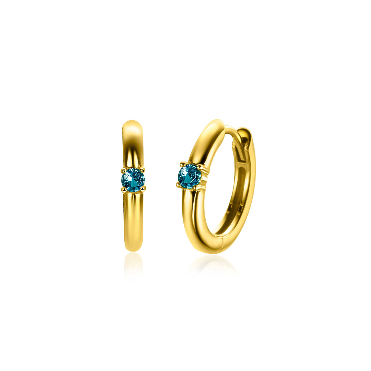 Goldplattierte Ohrringe mit blauem Edelstein und geschwungenem Design
