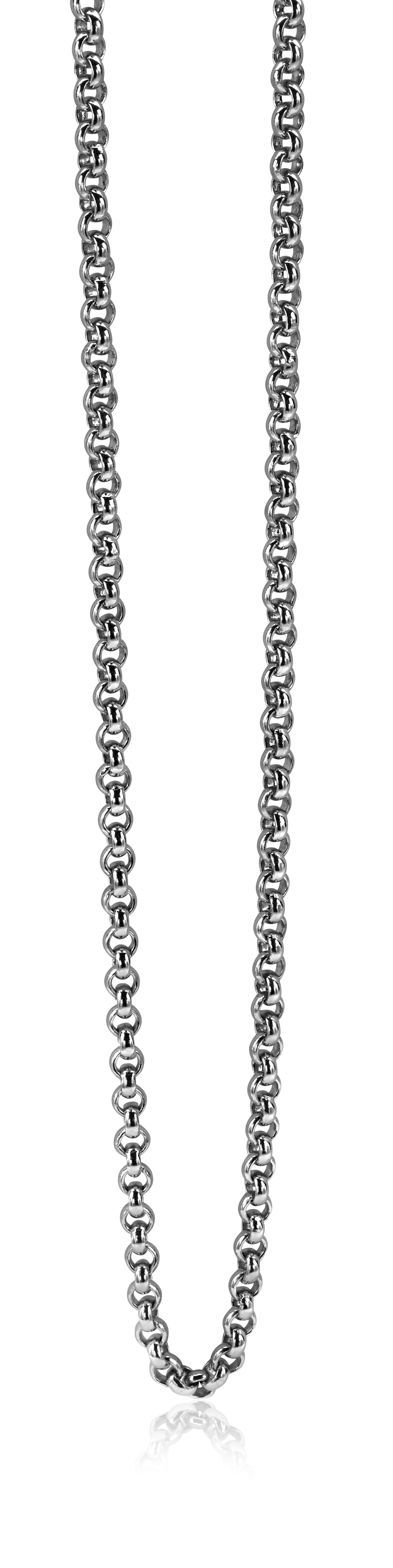 Silberne Kette mit glänzenden, runden Gliedern in klassischem Design