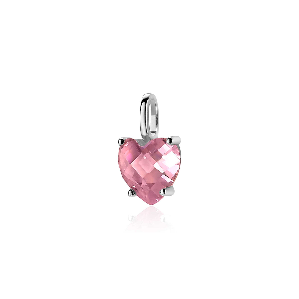 Herzförmiger Anhänger aus Silber mit facettiertem, rosa Edelstein