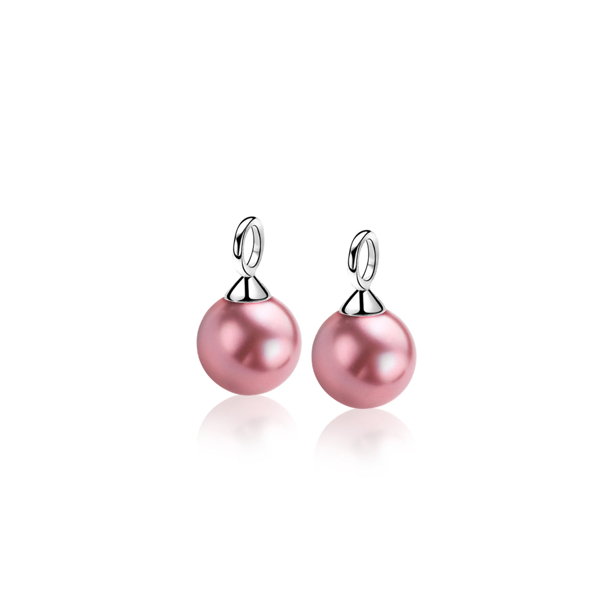 Ohrhänger aus Silber mit rosa Perlen und silbernen Details
