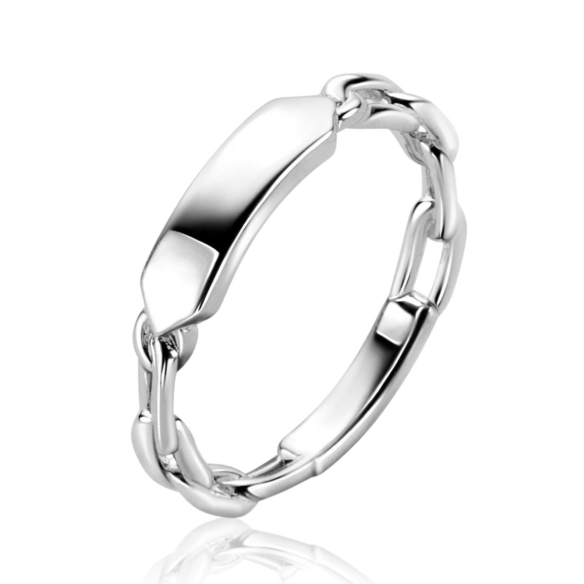 Ring aus Silber mit glänzender, glatter Oberfläche und Kettenglied-Design