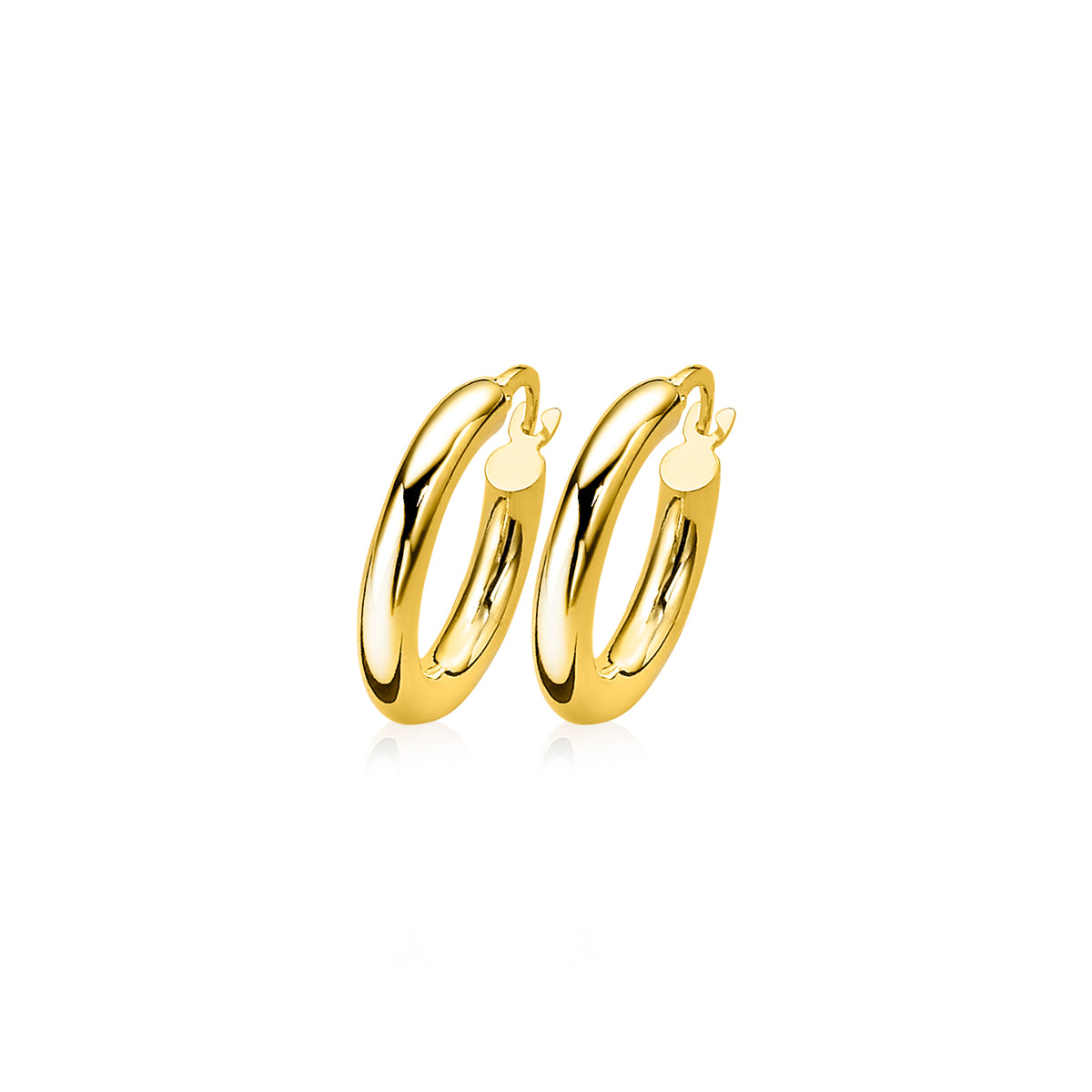 Hoop-Ohringe aus Gold mit glänzender Oberfläche und einfachem, rundem Design