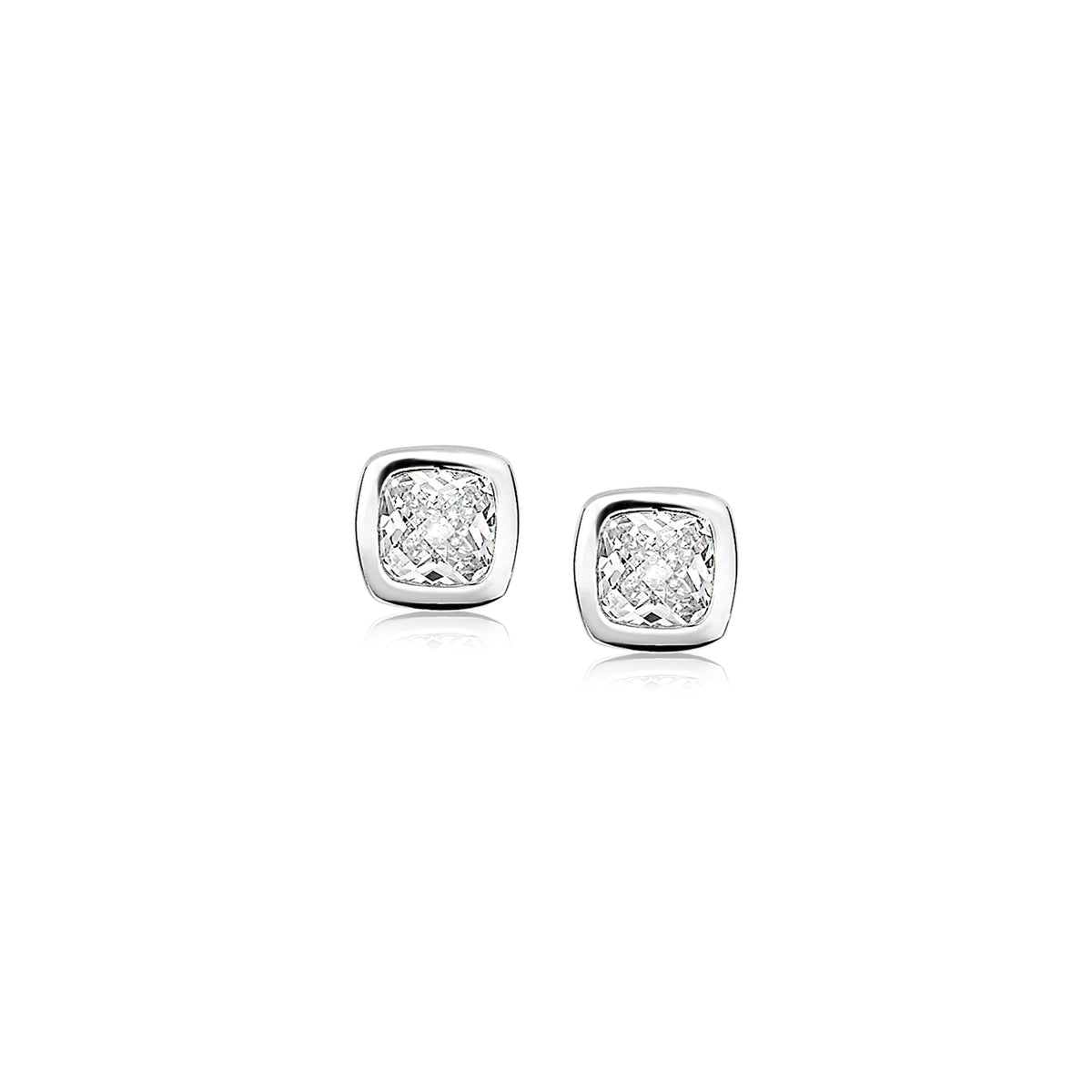 Ohrringe aus Silber mit quadratischem Design und funkelnden Zirkonia-Steinen