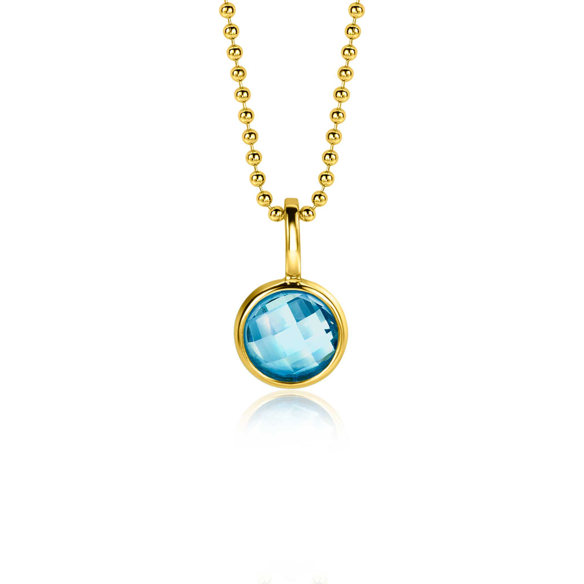 Halskette mit goldenem Anhänger und blauem Edelstein