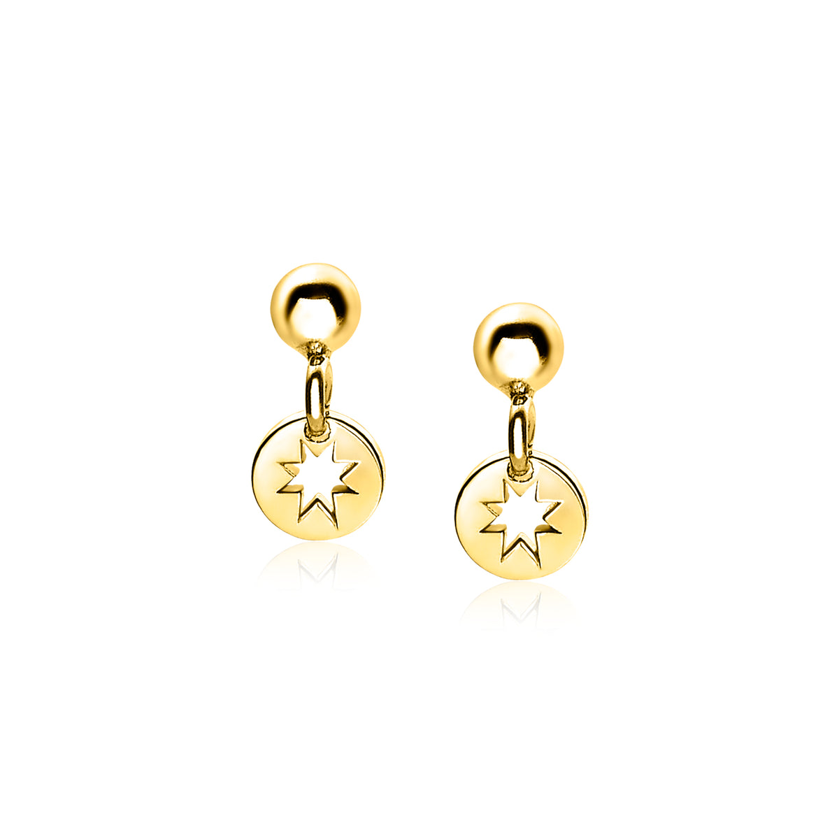 Goldplattierte Ohrringe mit runder Form und Sternmotiv