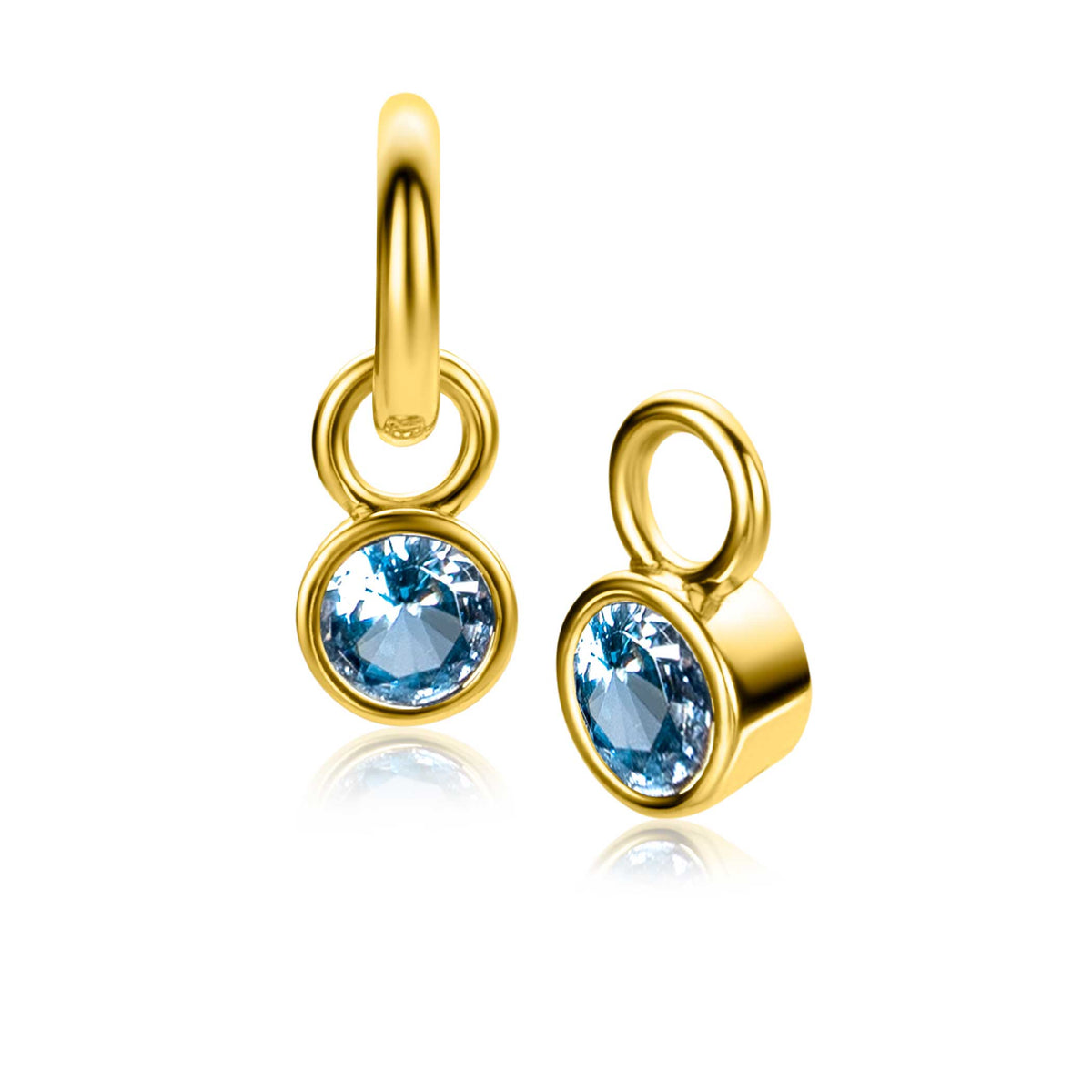 Goldplattierte Ohrringe mit blauen Edelsteinen in runder Form