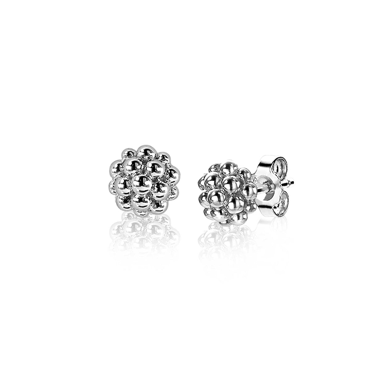 Ohrringe aus Silber mit kugelförmigem Design und glänzender Oberfläche