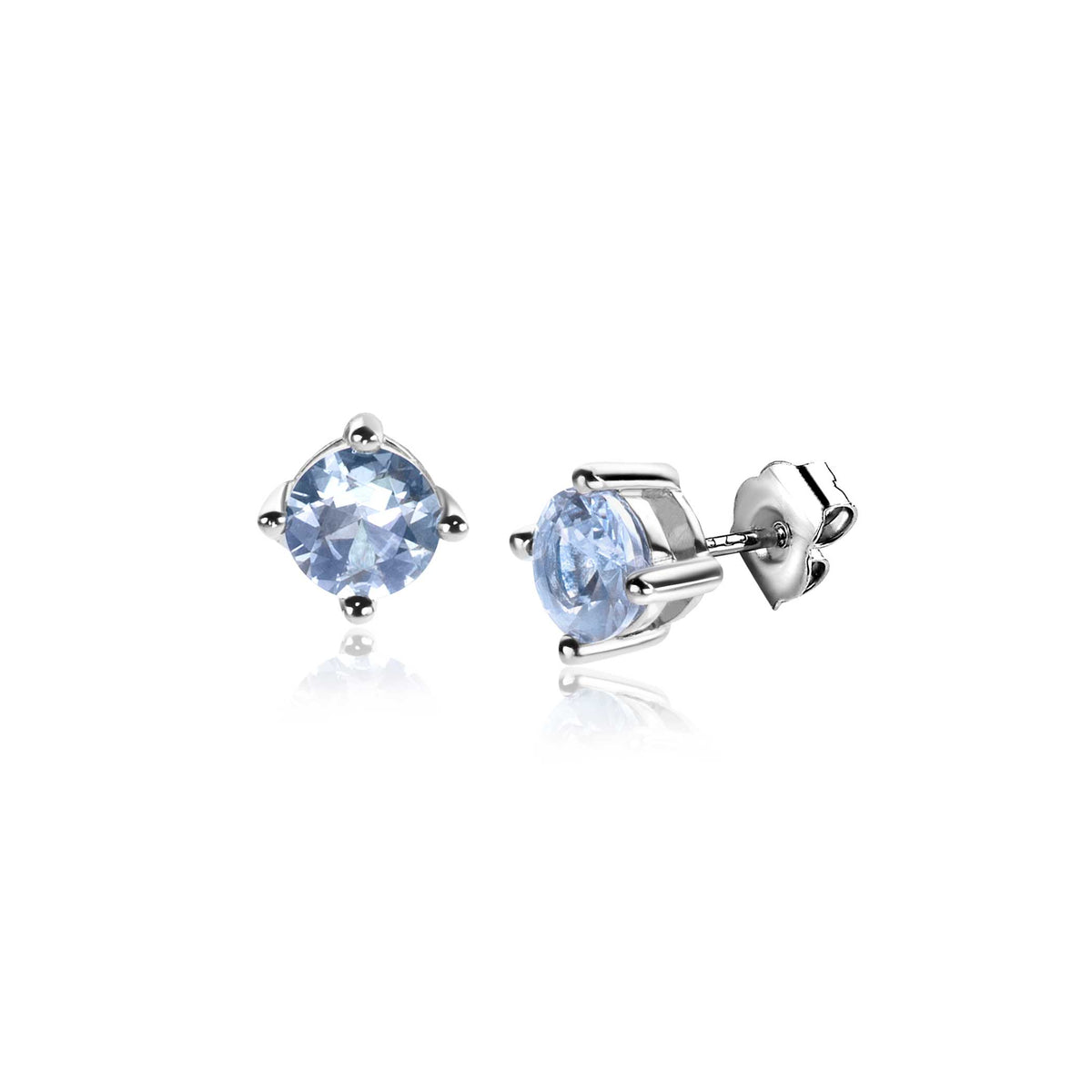 Ohrringe aus Silber mit blauen Edelsteinen in runder Form
