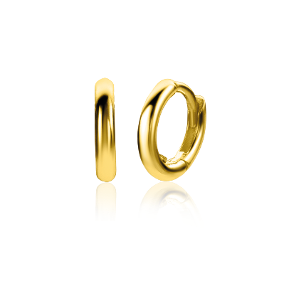 Goldene Ohrringe mit glänzender Oberfläche und ovaler Form