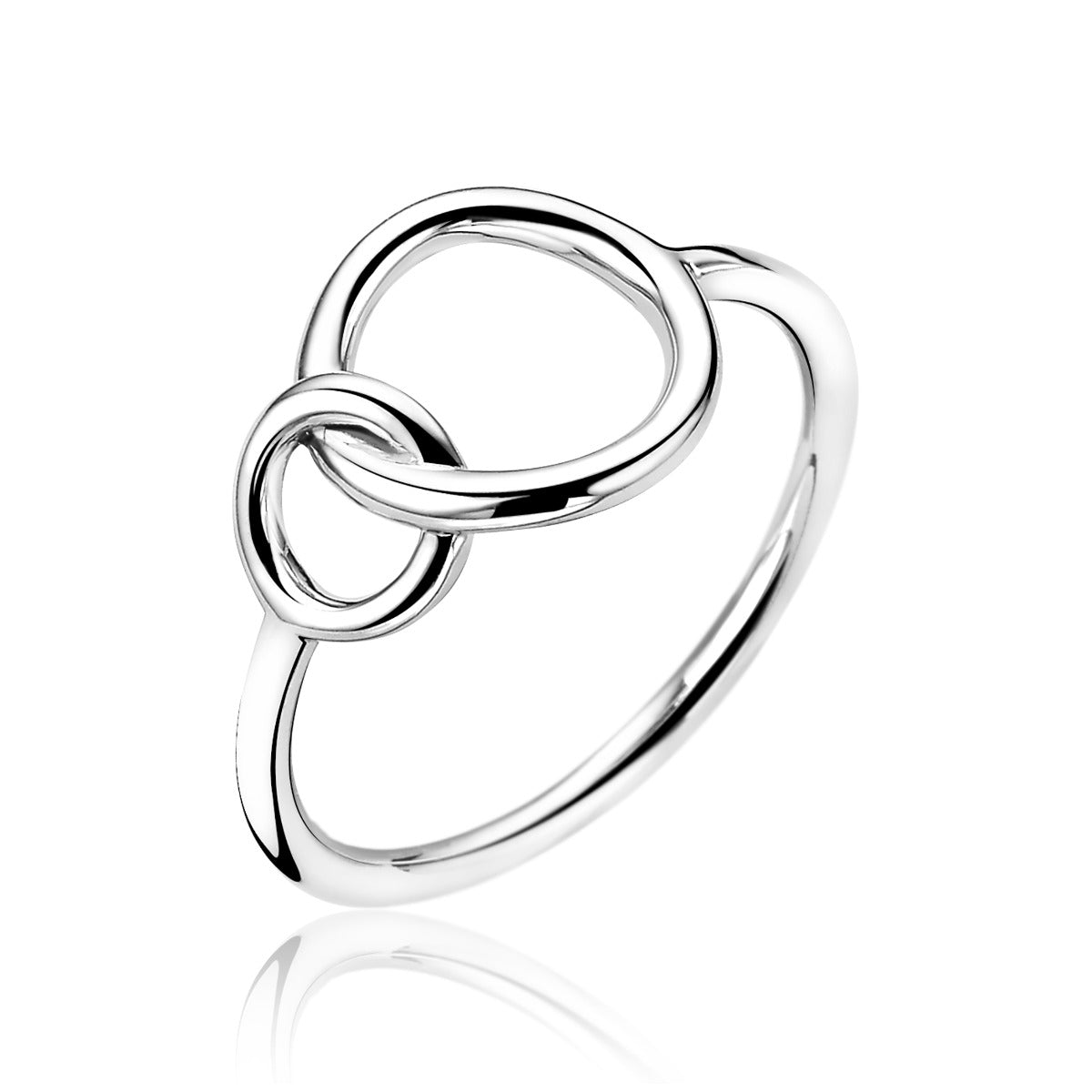 Ring aus Silber mit zwei ineinander verschlungenen Kreisen